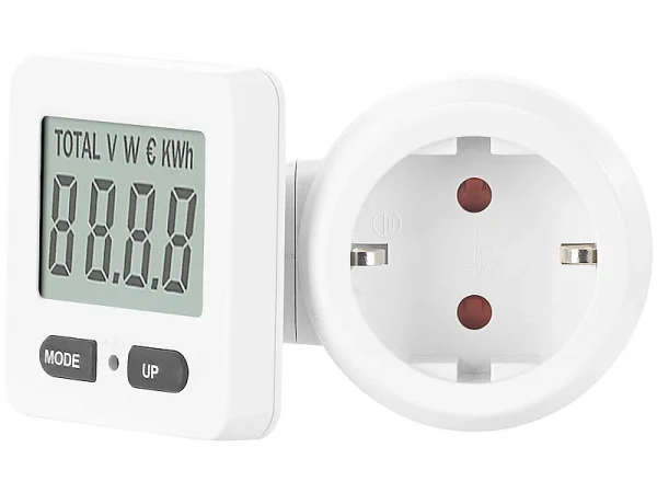 Revolt Stromverbrauchszähler:2er-Set Digitale Energiekostenmesser, 180° Drehbares Display, 3.680 W 10