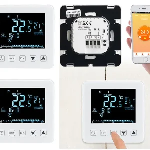 Revolt Elesion Thermostat:2er-Set WLAN-Thermostate Für Fußbodenheizungen, Für Siri, Alexa & GA 14