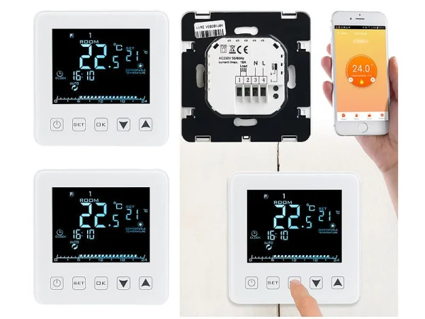 Revolt Elesion Thermostat:2er-Set WLAN-Thermostate Für Fußbodenheizungen, Für Siri, Alexa & GA 3