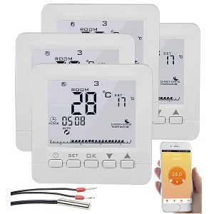 Revolt Raumthermostat:4er-Set WLAN-Thermostate Für Fußbodenheizung, Für Siri, Alexa & GA 12