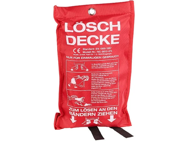 Semptec Feuerschutzdecke:2er-Set Glasfaser-Feuerlöschdecke, 100 X 100 Cm 3