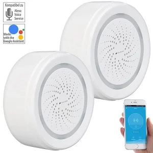 VisorTech Elesion Sirene:2er-Set Alarm-Sirene Mit WLAN & App, Komp. Zu Alexa & Google Assistant 17