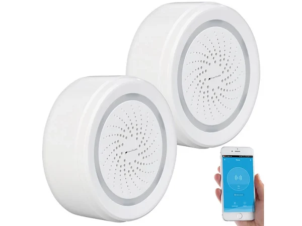 VisorTech Elesion Sirene:2er-Set Alarm-Sirene Mit WLAN & App, Komp. Zu Alexa & Google Assistant 4