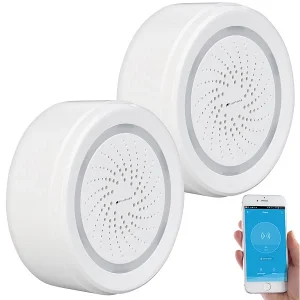 VisorTech Elesion Sirene:2er-Set Alarm-Sirene Mit WLAN & App, Komp. Zu Alexa & Google Assistant 19