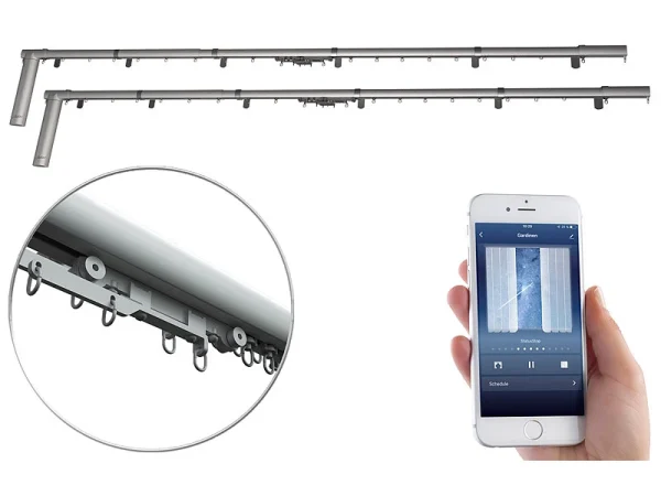 Carlo Milano Gardinen-Stange:2er-Set Teleskop-Gardinenstangen Elektr. Antrieb, WLAN&App, 172-306 Cm 4