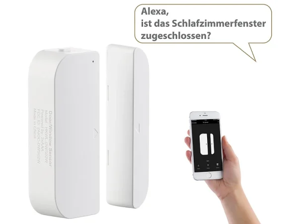 Luminea Home Control Türsensor:WLAN-Tür & Fensteralarm, Sicherung, Komp. Zu Alexa & Google Assistant 4