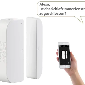 Luminea Home Control Türsensor:WLAN-Tür & Fensteralarm, Sicherung, Komp. Zu Alexa & Google Assistant 15