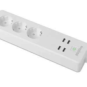 Luminea Home Control WLAN Steckerleiste:WLAN-Steckdosenleiste, 4x USB, Für Siri, Alexa & Google Assistant, 16A 12