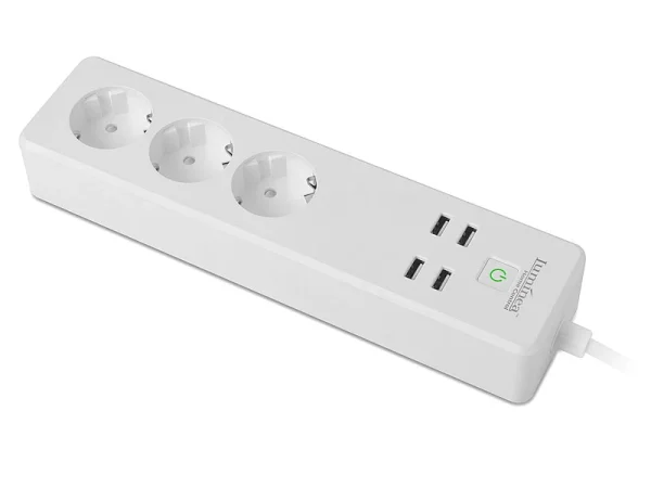 Luminea Home Control WLAN Steckerleiste:WLAN-Steckdosenleiste, 4x USB, Für Siri, Alexa & Google Assistant, 16A 4