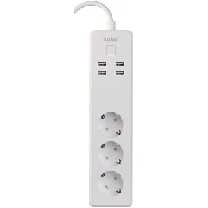 Luminea Home Control WLAN Steckerleiste:WLAN-Steckdosenleiste, 4x USB, Für Siri, Alexa & Google Assistant, 16A 18