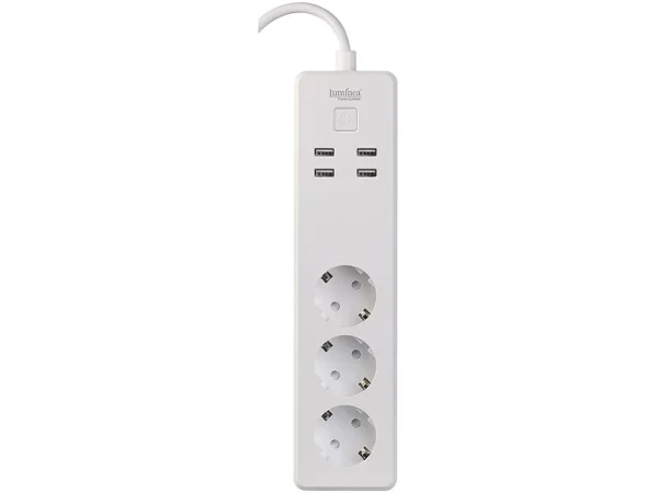 Luminea Home Control WLAN Steckerleiste:WLAN-Steckdosenleiste, 4x USB, Für Siri, Alexa & Google Assistant, 16A 7