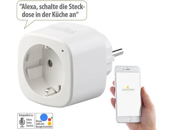 Luminea Home Control WiFi Steckdose:WLAN-Steckdose Mit App, 16 A, Komp. Zu Siri, Alexa & Google Assistant 1