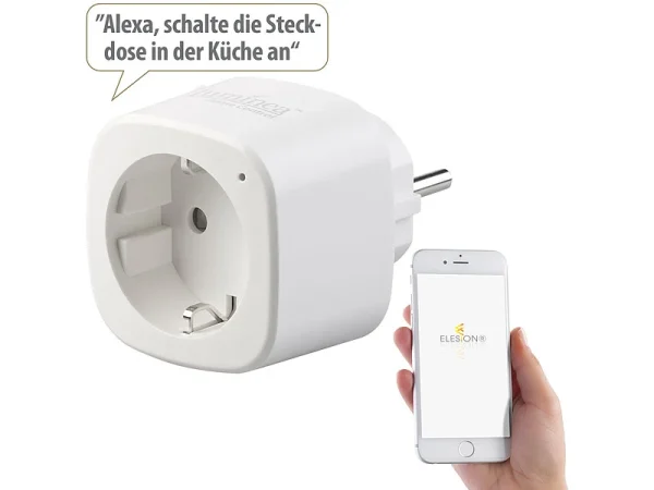 Luminea Home Control WiFi Steckdose:WLAN-Steckdose Mit App, 16 A, Komp. Zu Siri, Alexa & Google Assistant 3