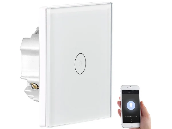 Luminea Home Control Lichttaster:Touch-Lichtschalter, WLAN, Kompat. Zu Siri, Alexa & Google Assistant 3