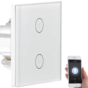 Luminea Home Control Alexa WiFi-Lichtschalter:Touch-Doppel-Lichttaster, Versandrückläufer 15