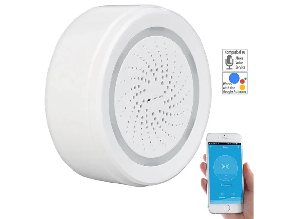 VisorTech Elesion Sirene:2er-Set Alarm-Sirene Mit WLAN & App, Komp. Zu Alexa & Google Assistant 13