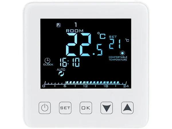 Revolt Heizungsthermostat Wand:Wand-Thermostat Für Fußbodenheizung, LCD, Touch-Tasten, Programmierbar 3