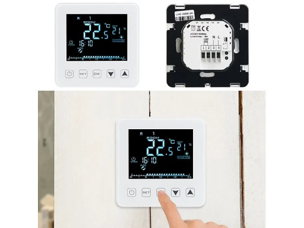 Revolt Heizungsthermostat Wand:Wand-Thermostat Für Fußbodenheizung, LCD, Touch-Tasten, Programmierbar 5