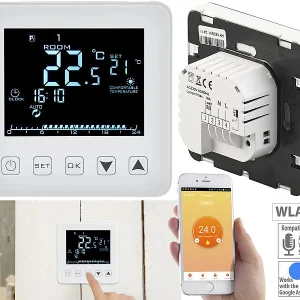 Revolt Elesion Thermostat:2er-Set WLAN-Thermostate Für Fußbodenheizungen, Für Siri, Alexa & GA 18