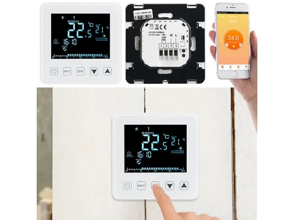 Revolt Elesion Thermostat:2er-Set WLAN-Thermostate Für Fußbodenheizungen, Für Siri, Alexa & GA 6