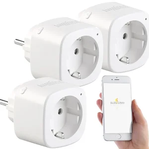 Luminea Home Control WiFi Steckdosen:3er-Set WLAN-Steckdosen, Amazon Alexa & Google Assistant Komp., 16 A 10