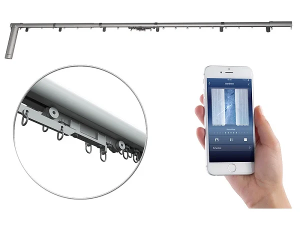 Carlo Milano Gardinenschiene:Teleskop-Gardinenstange Mit Elektr. Antrieb, WLAN & App, 172 – 306 Cm 3