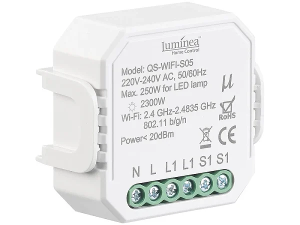 Luminea Home Control WLAN Schalter:4er-Set WLAN-Unterputz-Lichtschalter,App, Für Siri, Alexa&Google Ass. 3