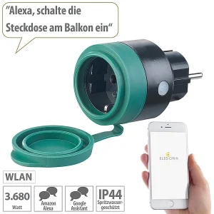 Luminea Home Control WLAN Aussensteckdose:Outdoor-WLAN-Mini-Steckdose, Für Alexa, Siri & Google Assistant, 16 A 10