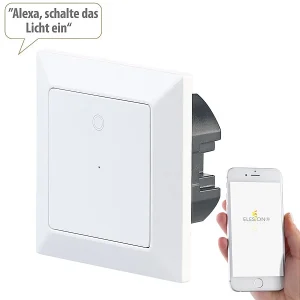 Luminea Home Control WiFi-Lichtschalter Alexa:Lichttaster Mit WLAN, App, Kompat. Zu Siri, Versandrückläufer 12