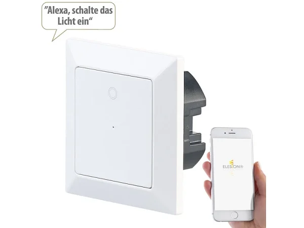 Luminea Home Control WiFi-Lichtschalter Alexa:Lichttaster Mit WLAN, App, Kompat. Zu Siri, Versandrückläufer 4