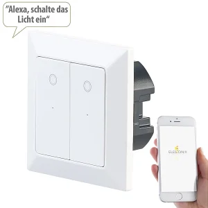 Luminea Home Control WLAN Taster:Doppel-Lichttaster Mit WLAN, App, Für Siri, Alexa & Google Assistant 10