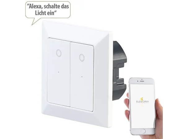 Luminea Home Control Lichtschalter-Taster:Doppel-Lichttaster Mit WLAN, App, Für Siri, Versandrückläufer 7