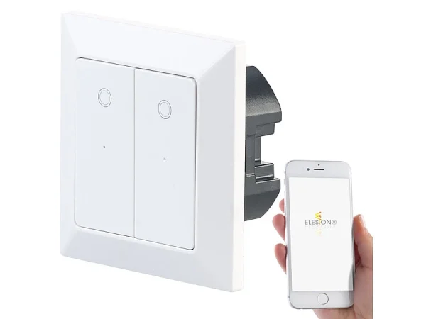 Luminea Home Control WLAN Taster:Doppel-Lichttaster Mit WLAN, App, Für Siri, Alexa & Google Assistant 4