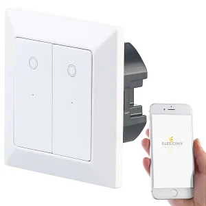 Luminea Home Control Lichtschalter-Taster:Doppel-Lichttaster Mit WLAN, App, Für Siri, Versandrückläufer 10