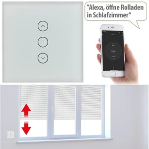 Luminea Home Control WiFi Rolladenschalter:2er-Set Rollladen-Touch-Unterputz-Steuerung, App & Sprachsteuerung 28