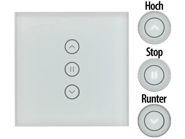 Luminea Home Control WiFi Rolladenschalter:2er-Set Rollladen-Touch-Unterputz-Steuerung, App & Sprachsteuerung 6