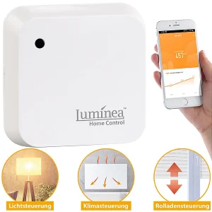 Luminea Home Control Lichtsensor Alexa:4er-Set Wetterfeste WLAN-Licht- & Dämmerungs-Sensoren Mit App, IP55 34