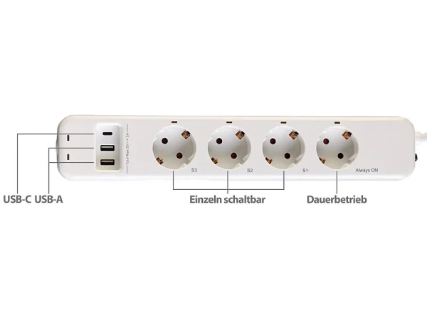 Revolt Funksteckdose:4-fach-Funk-Steckdosenleiste, 3 Steckdosen Einzeln Schaltbar, 3.680 W 3