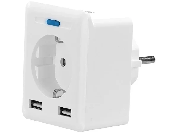 Luminea Home Control Steckdose Elesion:WLAN-Steckdose, 2 USB-Ports, App, Für Alexa, Google Assistant, Siri 4