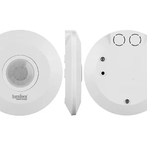 Luminea Home Control Bewegungsmelder Alexa:Extra-flacher WLAN-PIR-Bewegungsmelder Mit App, 360°, 230 Volt 24