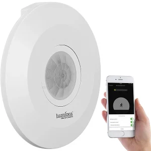 Luminea Home Control Bewegungsmelder Alexa:Extra-flacher WLAN-PIR-Bewegungsmelder Mit App, 360°, 230 Volt 14