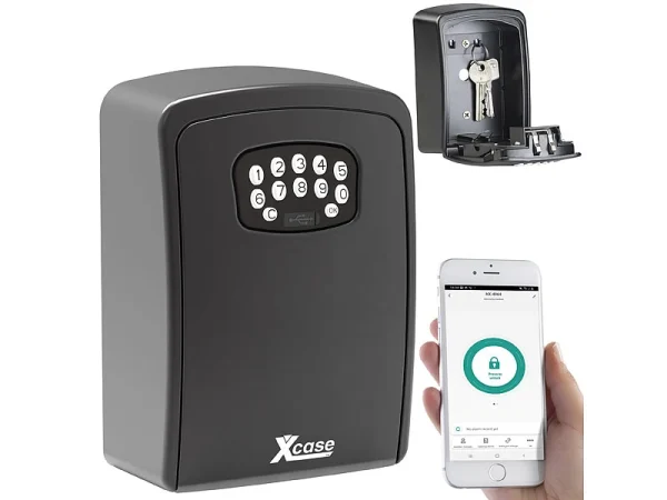 Xcase Bluetooth-Schlüsselsafe:2er Set Mini-Schlüssel-Safe Mit Bluetooth Und App, IP54 10