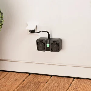 Luminea Home Control WLAN Aufputz Steckdose:2-fach-WLAN-Outdoor-Steckdosenleiste, App, Sprachsteuerung, 15 A, IP44 23