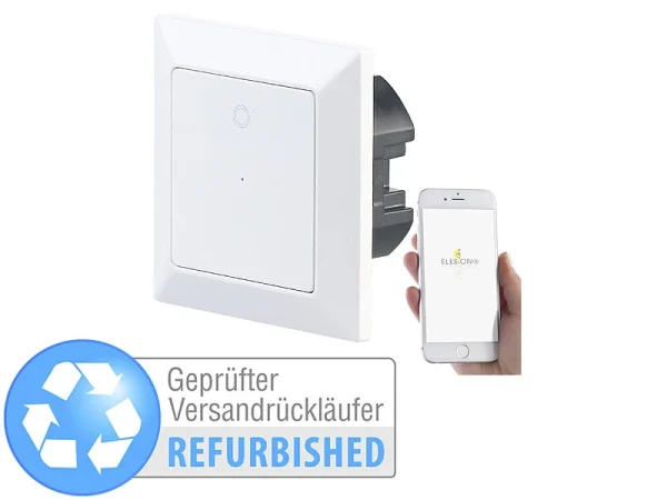 Luminea Home Control WiFi-Lichtschalter Alexa:Lichttaster Mit WLAN, App, Kompat. Zu Siri, Versandrückläufer 1