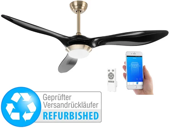 Sichler Deckenventilator WiFi:2in1-WLAN-Deckenventilator & LED-Lampe, Versandrückläufer 1