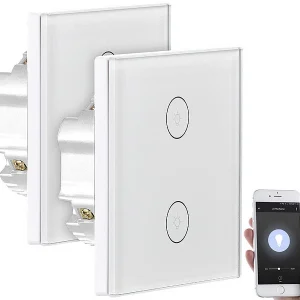 Luminea Home Control Touch Lichtschalter:2er-Set Touch-Doppel-Lichttaster, Komp. Zu Alexa & Google Assistant 13