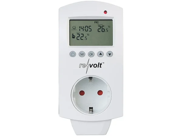 Revolt Stecker-Thermostat:2er-Set Digitale Steckdosen-Thermostate Für Klimageräte, 3.680 Watt 5