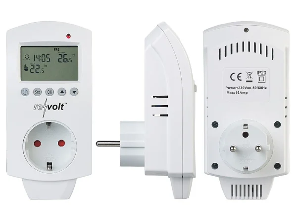 Revolt Stecker-Thermostat:2er-Set Digitale Steckdosen-Thermostate Für Klimageräte, 3.680 Watt 4