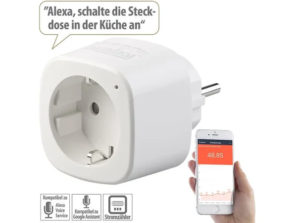 Luminea Home Control 3er-Set WLAN-Steckdosen Mit Energiekostenmesser, App & Sprachsteuerung 5