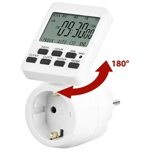 Revolt Steckdose Mit Timer:2er-Set Digitale Zeitschaltuhren Mit 180° Rotierbarem LCD-Display 18